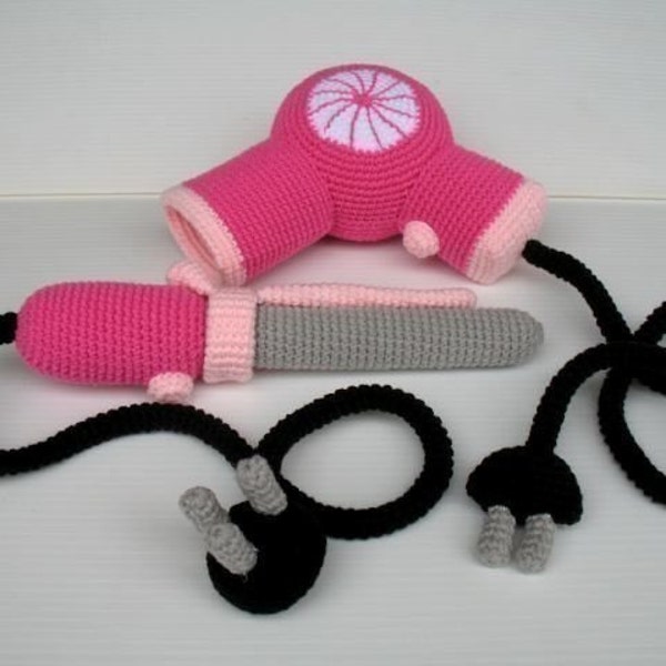 Crochet Pattern - HAIR BLOWER and CURLING iron - Toys - pdf  (00397)