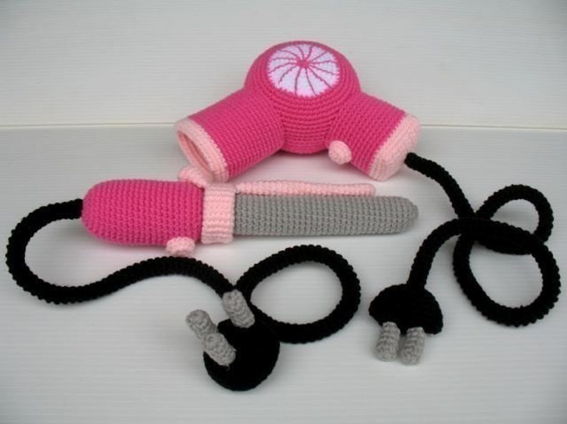 Crochet Pattern HAIR BLOWER and CURLING iron Toys pdf 00397 image 1