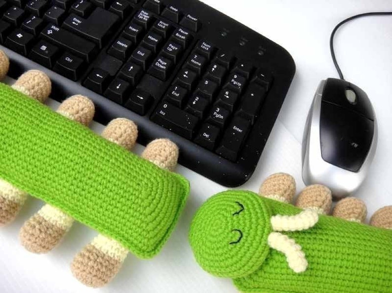 Crochet Pattern CATERPILLAR Keyboard and Mouse Wrist Rest Etsy