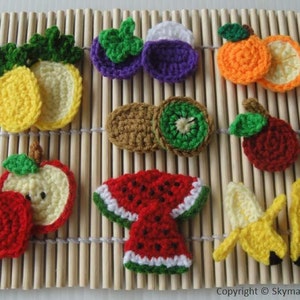 Crochet Pattern - FRUIT APPLIQUE 1 - PDF  (00384)