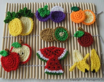 Crochet Pattern - FRUIT APPLIQUE 1 - PDF  (00384)