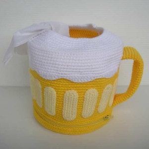 Crochet Pattern - BEER MUG - Tissue Roll Holder - PDF  (00366)