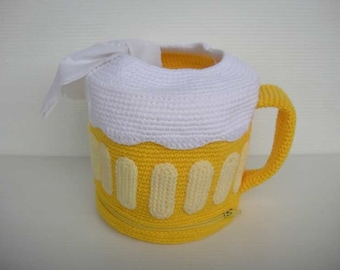 Crochet Pattern - BEER MUG - Tissue Roll Holder - PDF  (00366)