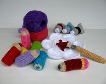 Crochet Pattern - COLORING SET- Toys - PDF  (00429)