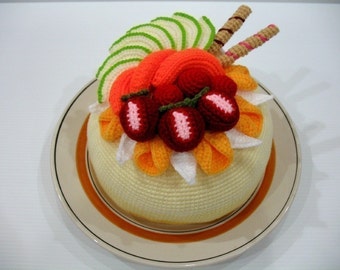 Crochet Pattern- Tasty FRUIT CAKE-Play Food/Toys PDF (00372)