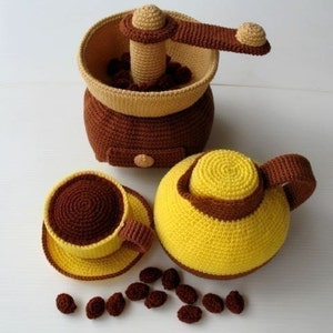 Crochet Pattern - COFFEE MAKER- Toys / Playfood - PDF  (00350)