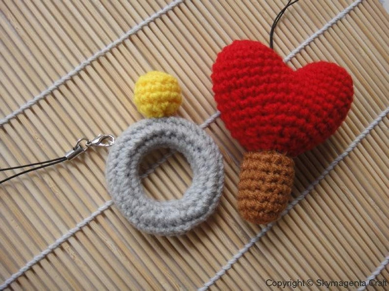 Miniature Crochet Pattern VALENTINE 2 Cell Phone Charm pdf 00343 image 2