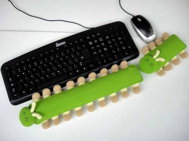 Crochet Pattern CATERPILLAR Keyboard and Mouse Wrist Rest Etsy
