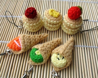 MINIATURE Crochet Pattern-PANCAKES / CREPE-Phone Charm  (00338)