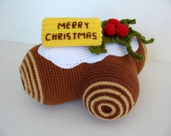 Crochet Pattern-CHRISTMAS LOG CAKE-deco/toys  (00361)