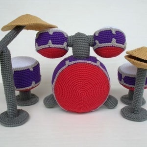 Crochet Pattern - DRUM SET - Toys - PDF  (00426)