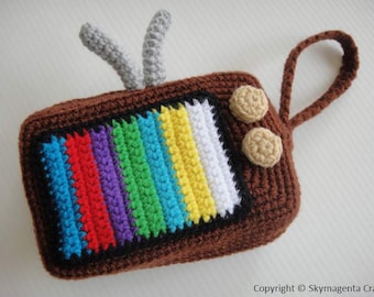 Haakpatroon - VINTAGE TELEVISIE PURSE - Voor mobiele telefoon / geld / anderen - in pdf (00354)