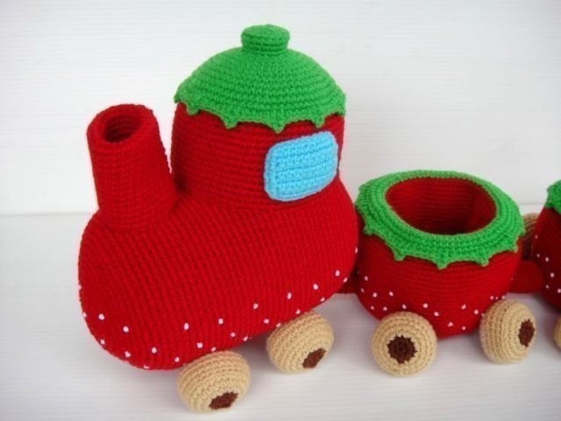 Crochet Pattern Strawberry Train Set PDF Toys 00367 image 2