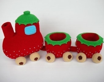 Crochet Pattern - Strawberry Train Set - PDF - Toys  (00367)