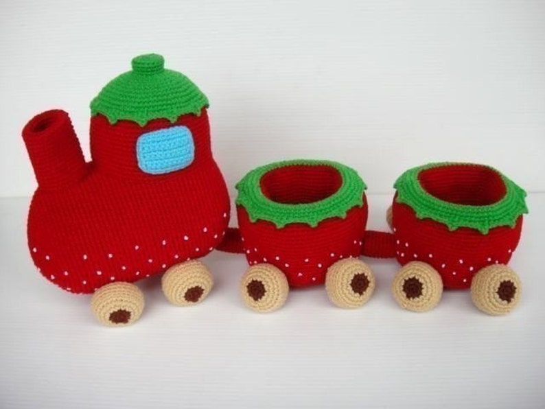 Crochet Pattern Strawberry Train Set PDF Toys 00367 image 1