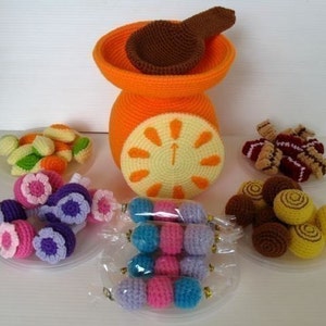 Crochet Pattern - CANDY SELLER- Toys / Playfood - PDF  (00451)