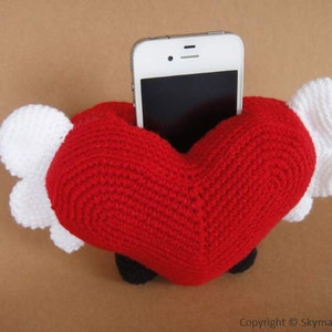 Crochet Pattern Cell Phone Holder HEART 00438 image 1