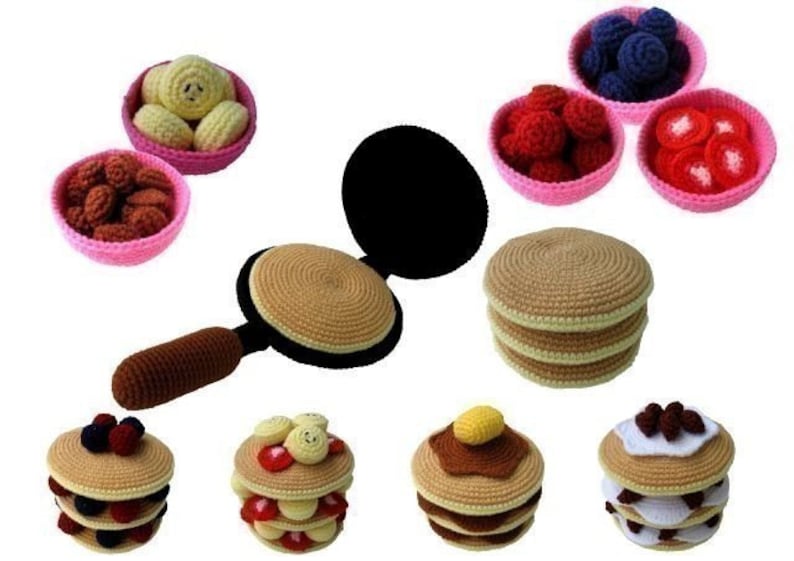 Crochet Pattern PANCAKES Toys / Playfood PDF 00435 image 1