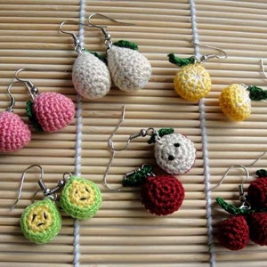 Crochet Pattern - FRUITY EARRING - Jewelry / Accessories  (00393)