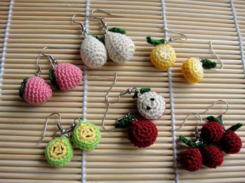 Crochet Pattern  FRUITY EARRING  Jewelry / Accessories image 0