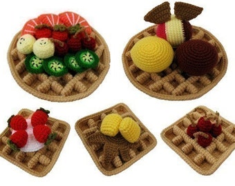 Crochet Pattern - WAFFLES - Toys / Playfood - PDF (00379)