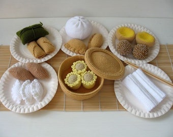 Crochet Pattern - DIM SUM- Toys / Playfood - PDF  (00443)