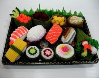 Crochet Pattern - SUSHI - play food / toys  (00442)