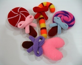 Crochet Pattern- LOLLIPOPS- toys/food  (00348)