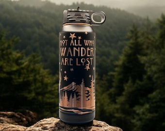 Gourde Adventure : gobelet nature en or rose inspiré de Tolkien, 32 oz en acier inoxydable