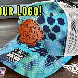 Custom Richardson Trucker Hat Personalized Kryptek Camo Blue Adjustable Hat