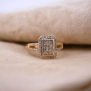 10k Yellow Gold Diamond Cluster Ring