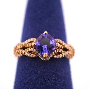 14K Yellow Gold Tanzanite and Diamond Accent Ring