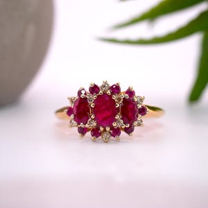 14K Yellow Gold Ruby & Diamond Accent Ring