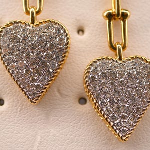 14K Yellow Gold Heart-Shaped Diamond Earrings – 1.22 ct Natural Diamonds