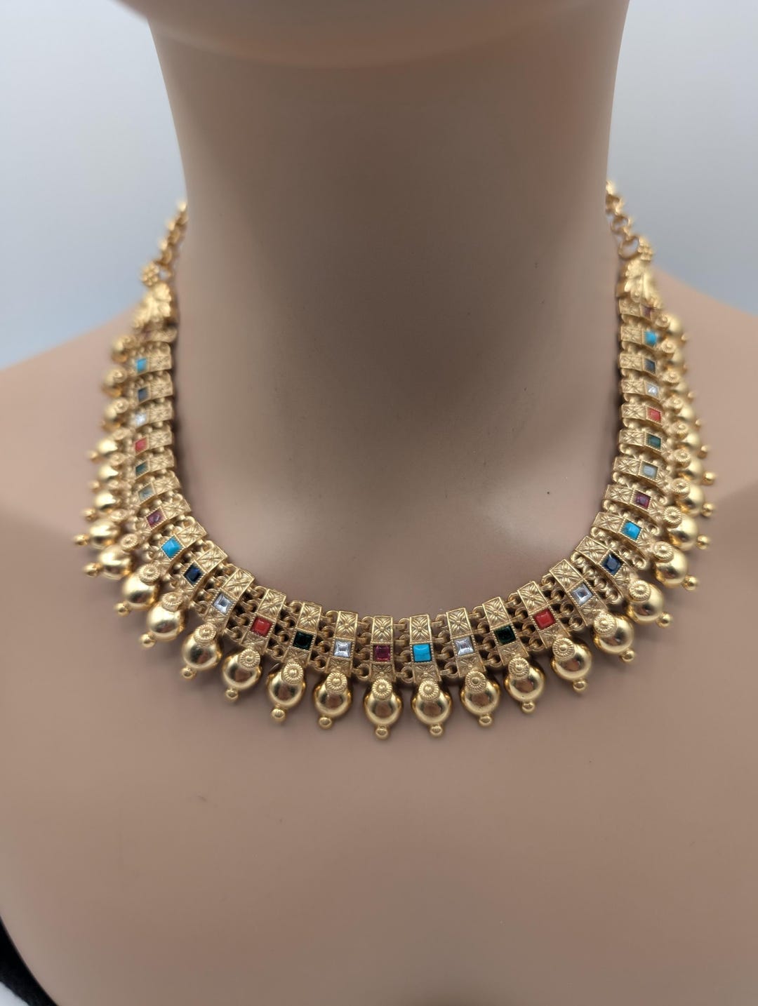 Jetmohan Design Gold Rajwadi Mohan Gold Replica Necklace Set | Fusion Necklace Set - Etsy