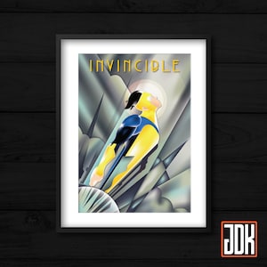 Invincible - The Rocketeer Art Deco Superhero Inspired Poster