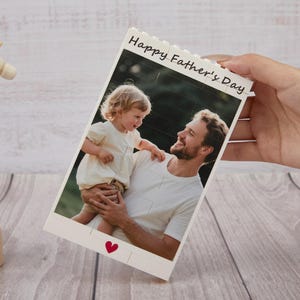 Personalisierter Dad & Me Foto-Baustein, individuelle Familie LEGO-Stein, unvergessliches Wohnkultur-Geschenk für Ehemann, glückliches Vatertags-Puzzle für Papa