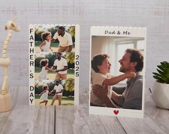 Personalized Dad&Me Photo Building Brick,Custom Photo Puzzle Gift for Daddy Grandpa,Unique Picture Block Home Decor Gift for New Dad