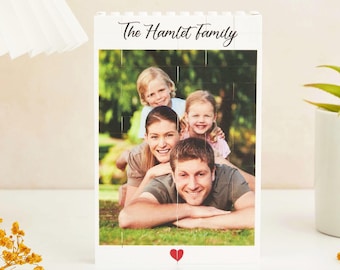 Custom Photo Building Blocks for Dad, Personalized Brick Puzzle Gift for Husband, Family Keepsake from Kids