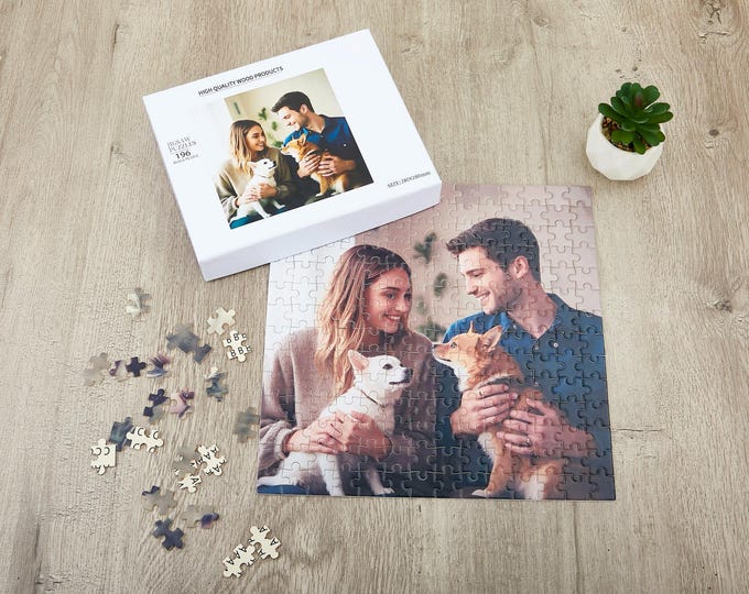 Custom Photo Puzzle from Your Picture, 25-1000 Pieces Personalized Jigsaw Puzzle, Couple Portrait, Family Christmas Gifts