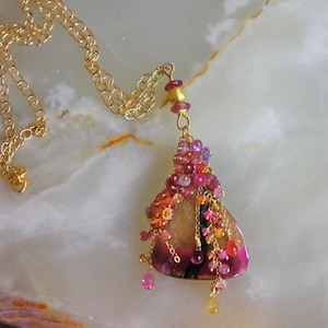 Tourmaline Gemstone Gold Pendant Necklace