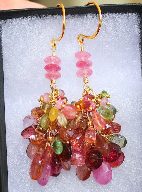 Multi gemstone 2024 drop earrings