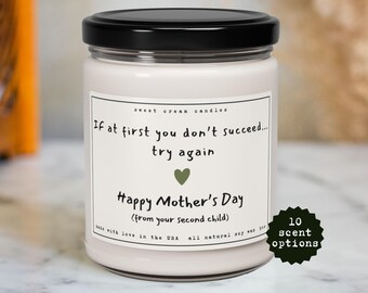 Funny Mother's Day Soy Candle Gift - Second Child Humor