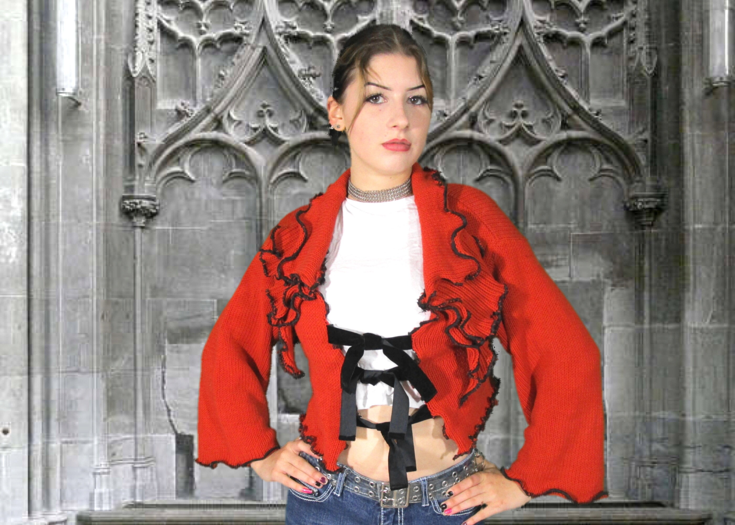 burnt orange cropped sweater