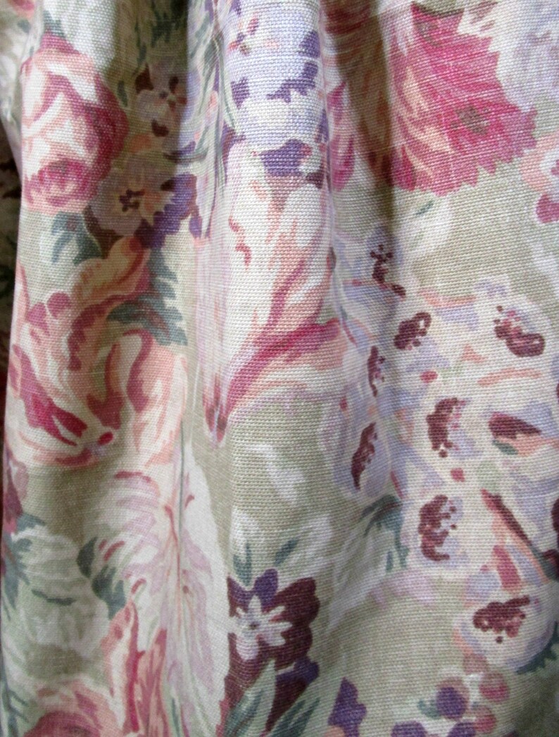 Tea Stained Cabbage Roses Floral Cropped Wide Leg Palazzo Pants Large XL emmevielle