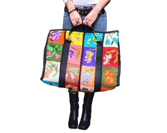 Große Floral Häkeln Weekender Reisetasche