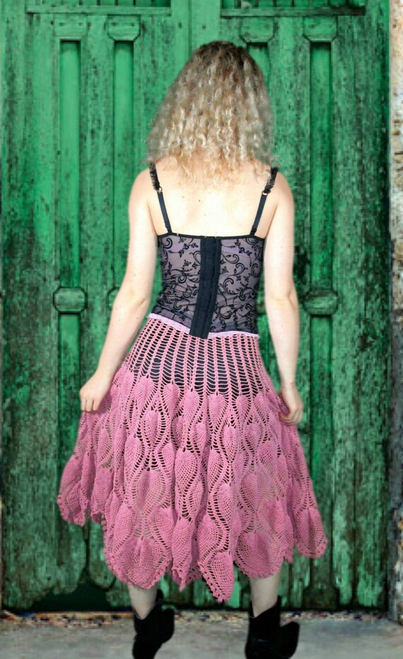 Manteau Shabby Chic Fille Taille 3-4 — Rose, Avec Fleur Au Crochet, Occasion Très Bon état