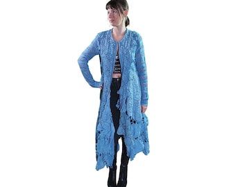 Periwinkle Blue Crochet Doily Duster