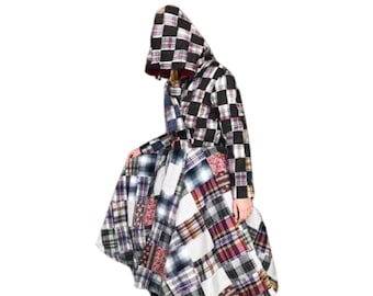 Med. Kapuzen kariert kariert Quilt Mantel