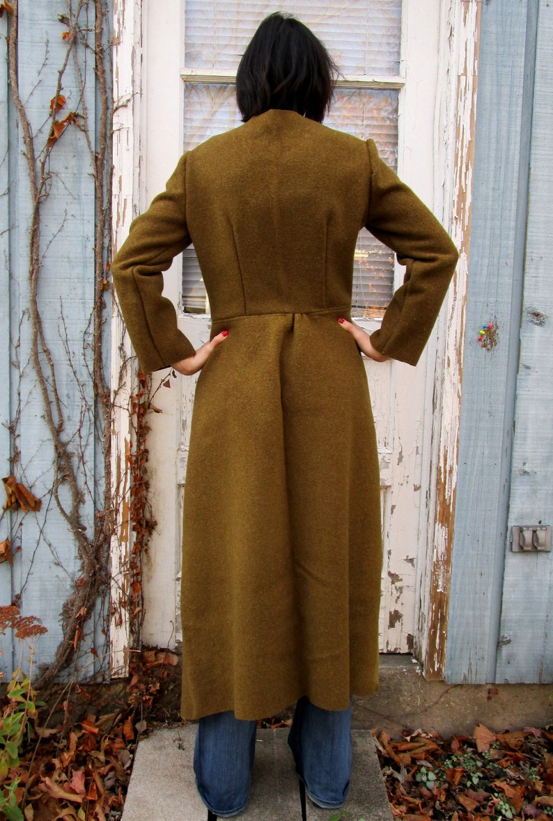 Med. Upcycled Army Blanket Olive Green Wool Maxi Coat Etsy